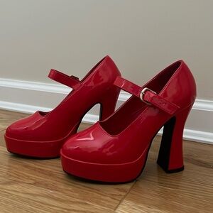 Red Patent Leather Mary Jane Heels
